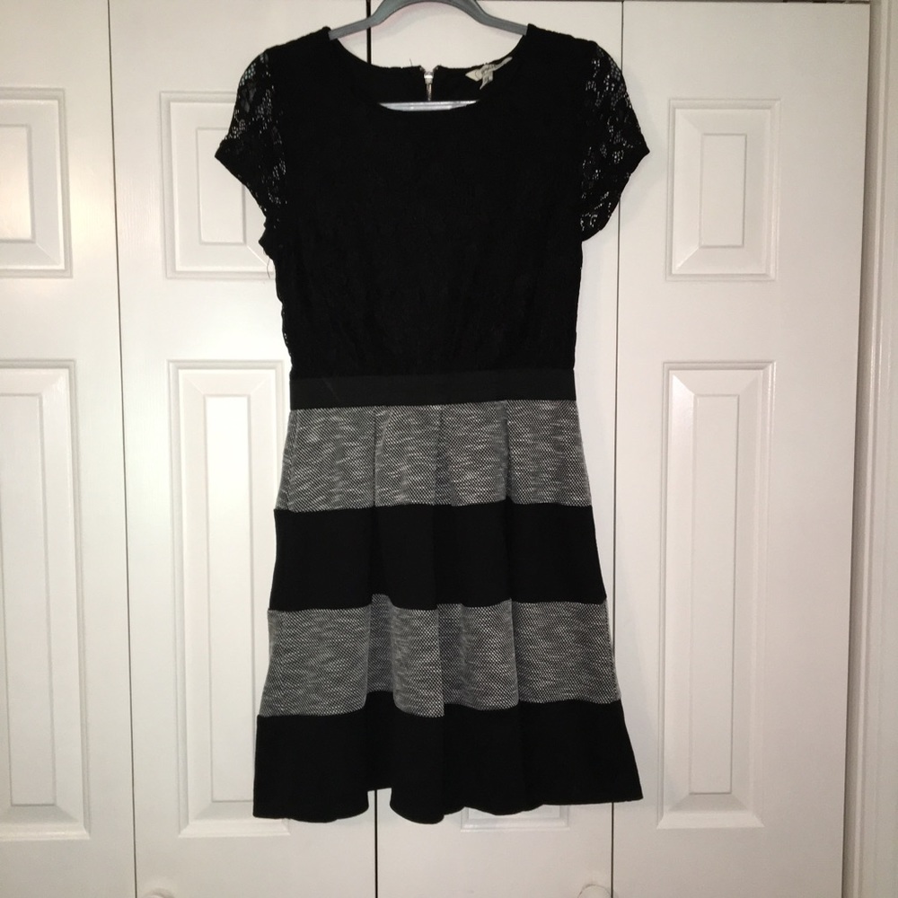 Black and Gray Lace Top Dress